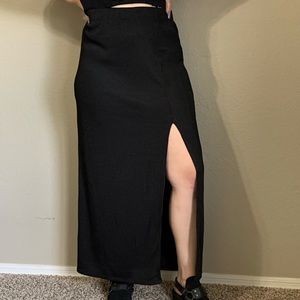 Free people black maxi slit skirt NWT